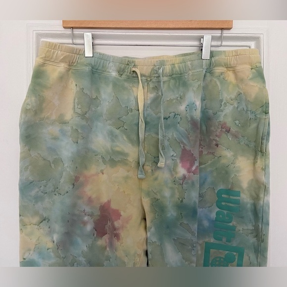 Disney Tie Dye Sweatpants Joggers Drawstring Pockets Comfy Green Yellow Large - Picture 3 of 7